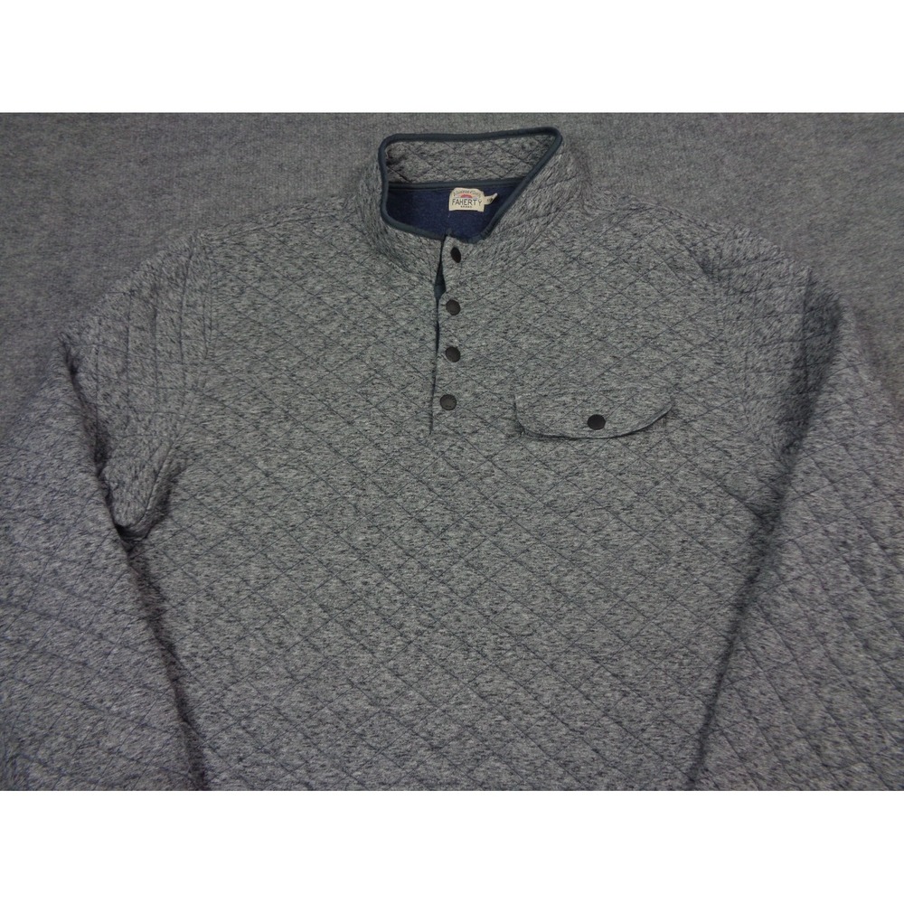 Faherty Epic Quilted Fleece Mens 2XL Gray Pullover Snap T Outdoor‎ Pocket